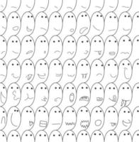 Seamless Doodle Funny Faces Pattern vector