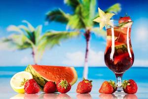 Tropical drinks on beach photo