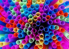 Colorful radiator from drinking straws photo