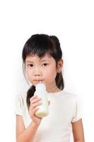 Young asian girl drink milk photo