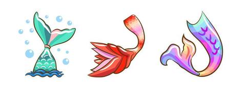 Set of Cartoon Mermaid Tails vector