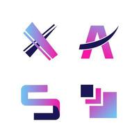 Abstract X, A, S Creative Company Logo Set vector