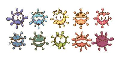 conjunto de virus de dibujos animados vector