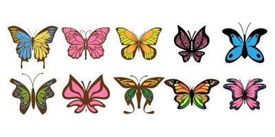 hermoso conjunto de mariposas coloridas vector