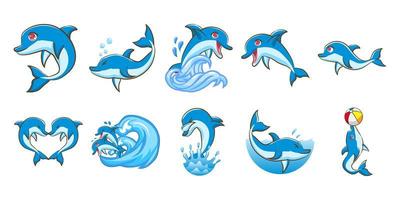Dolphin Cartoon Set  vector