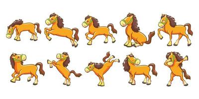 conjunto de caballo de dibujos animados vector