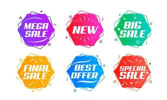 Colorful Set of Hexagon Sale Badges vector