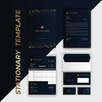 Branding Identity Set with Golden Circle Pattern on Blue vector