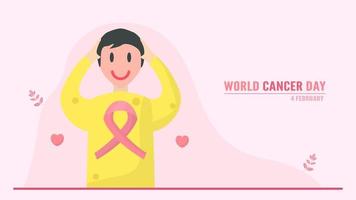 día mundial del cáncer con persona sonriente vector