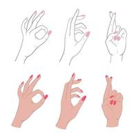 conjunto de gestos femeninos con las manos vector
