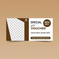 Brown Geometric Frame Gift Voucher Template vector