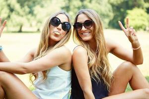 Two cheerful girls twins photo