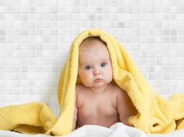 Cute baby in bath photo