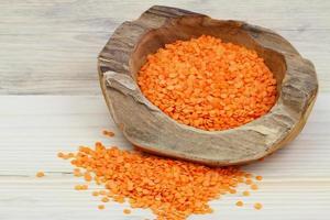 Red lentils with copy space photo