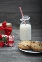 Chocolate cookies and milk for santa claus