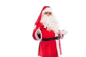 santa claus with glasses  on white background, with copy space photo