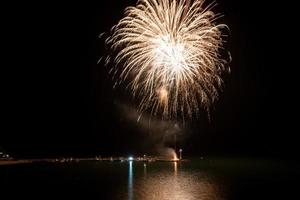 Fireworks on the beach - copy space