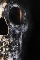 Digital art, paint effect, cracked and damaged human skull