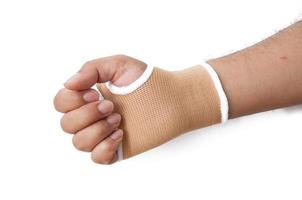 Close-up hand splint for broken bone treatment isolated on white