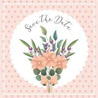 flowers bouquet save the date card vector