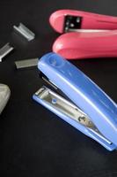 close up blue stapler