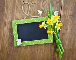 Little chalkboard and spring flowers