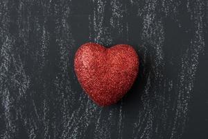 Red Hearts on a Chalkboard for Valentines Day photo