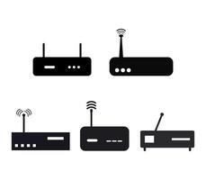 Set Of Router Icons In Black vector