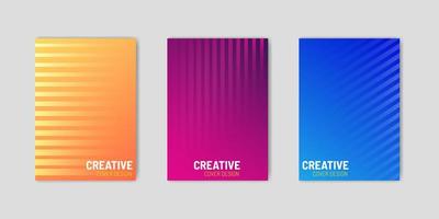 Cover Set With Gradient Geometric Lines vector