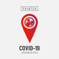 Red Location Pointer Covid 19 Design  vector