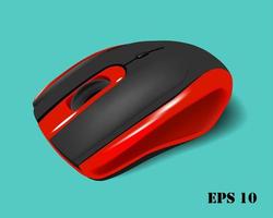 Red and black wireless mouse vector