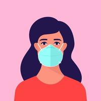 Woman Wearing Medical Face Mask vector