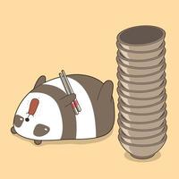 Panda Laying Next to Stack of Empty Bowls vector