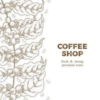 Hand Drawn Vintage Coffee Square Banner  vector