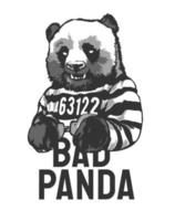 dibujos animados panda prisionero esposado vector