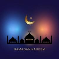 Ramadán Kareem con siluetas de mezquita