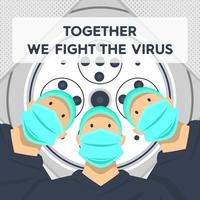 juntos luchamos contra el virus doctor poster vector