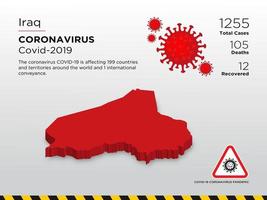 mapa del país afectado por la propagación del coronavirus en Irak vector