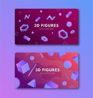 Set of bright backgrounds with geometric shapes vector