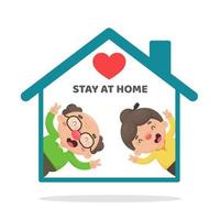 Elderly People Staying at Home in Cartoon Style