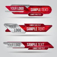 Lower third red banners for video vector