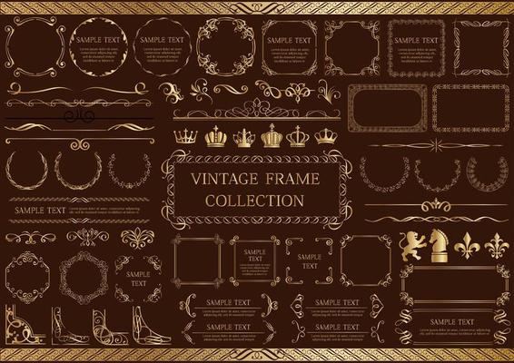 Gold Vintage Elements and Frames Set