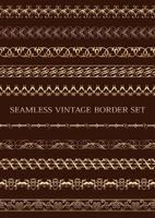 Set Of Seamless Decorative Borders in Gold vector