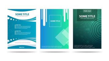 Blue and green posters with geometric abstract shapes vector