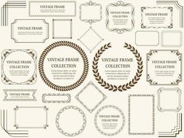 Brown Vintage Wreath and Frame Set vector