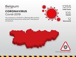 Bélgica mapa del país afectado de coronavirus vector