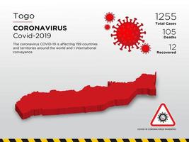 Togo mapa del país afectado de coronavirus vector