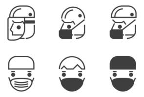 Simple Protective Face Mask Icon Set vector