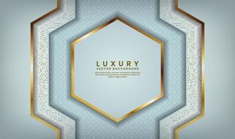 Blue Pattern with Hexagon Shaped Gold Lined Layers vector