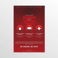cartel rojo de conciencia de seguridad covid-19 vector